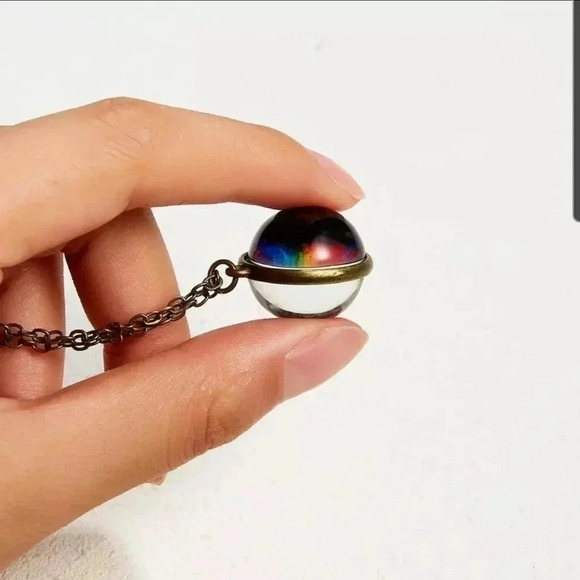 Galaxy Space Planet Glass Necklace - Picture 2 of 2